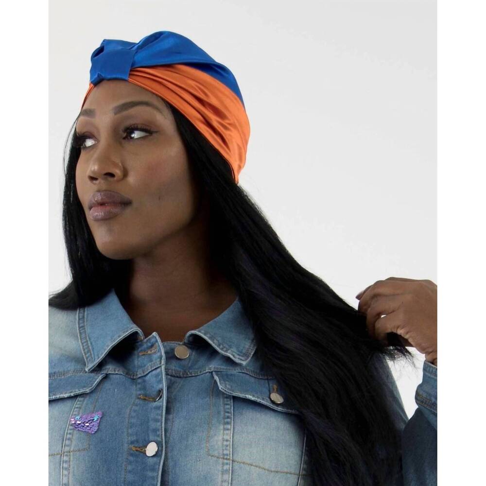 NEW SANTE GRACE bi color turban in rasberry/orange